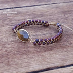 Bracelet wrap "Gardien" en œil de tigre et Jaspe rouge | Bracelets | pierre naturelle bijoux