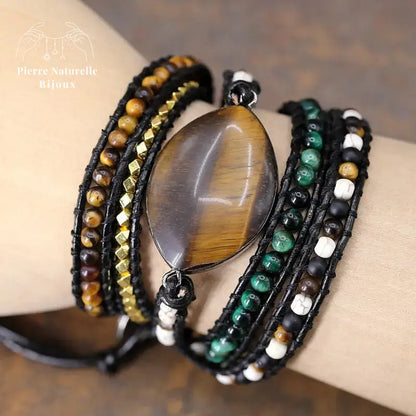 Bracelet wrap "Evolution" en il de tigre | Bracelets | pierre naturelle bijoux