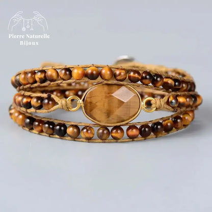 Bracelet wrap "Hélios" en il de tigre
