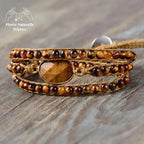Bracelet wrap "Hélios" en œil de tigre | Bracelets | pierre naturelle bijoux