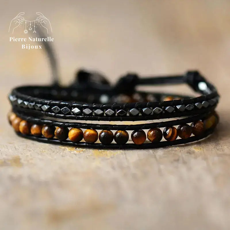 Bracelet wrap "Influence" en œil de tigre | Bracelets | pierre naturelle bijoux