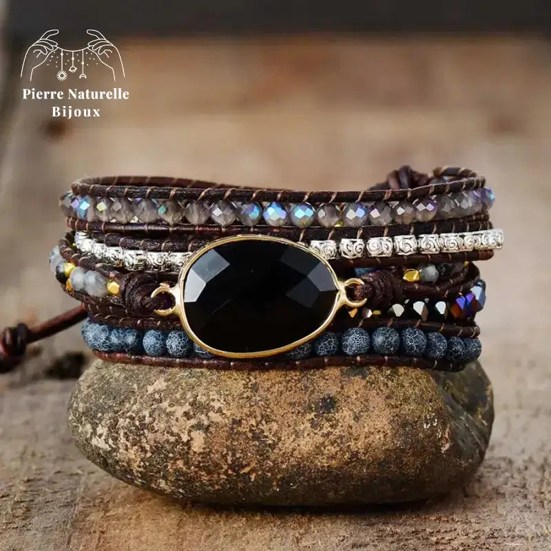 Bracelet wrap en Onyx | Bracelets | pierre naturelle bijoux