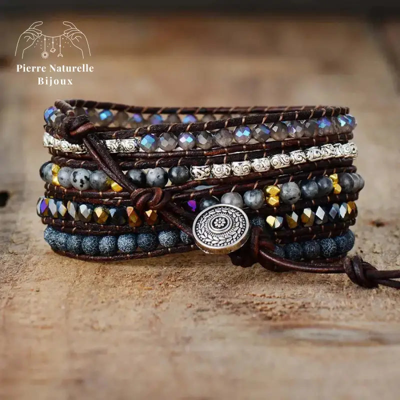 Bracelet wrap en Onyx | Bracelets | pierre naturelle bijoux