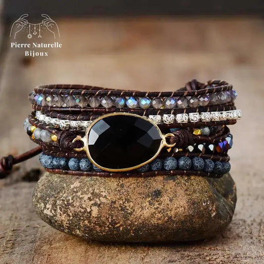 Bracelet wrap en Onyx | Bracelets | pierre naturelle bijoux