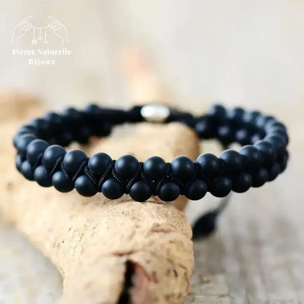 Bracelet wrap "Cnossos" en Onyx | Bracelets | pierre naturelle bijoux