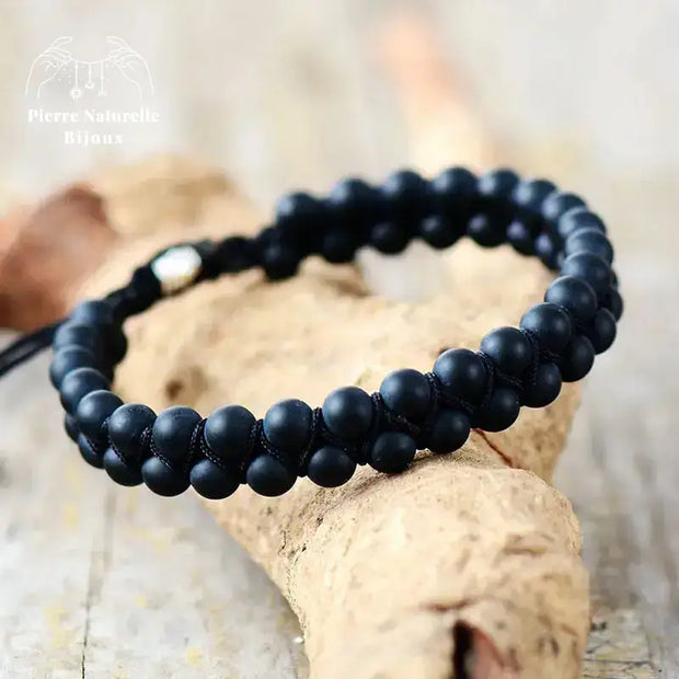 Bracelet wrap "Cnossos" en Onyx | Bracelets | pierre naturelle bijoux