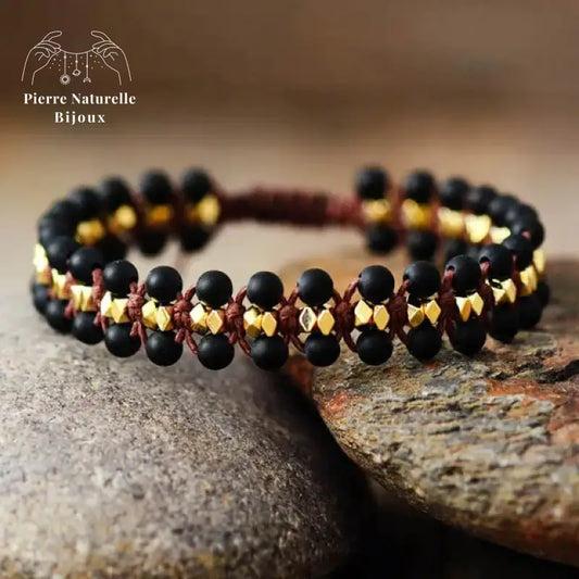 Bracelet wrap "Hérédité" en Onyx