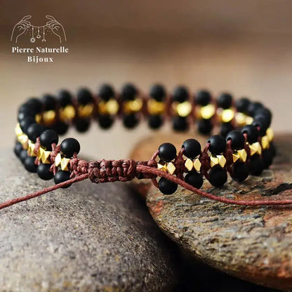 Bracelet wrap "Hérédité" en Onyx | Bracelets | pierre naturelle bijoux