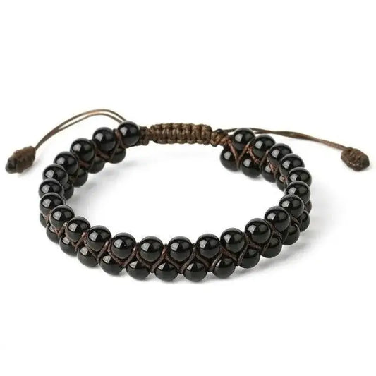 bracelet wrap "sincérité" en onyx vue de face