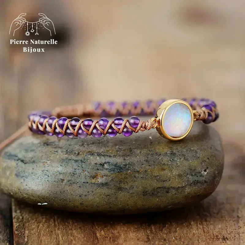 Bracelet wrap "Rayonnement" en Opale et Améthyste | Bracelets | pierre naturelle bijoux