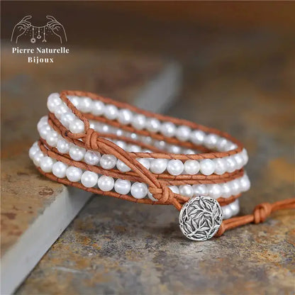 Bracelet wrap en Perle d'eau douce | Bracelets | pierre naturelle bijoux
