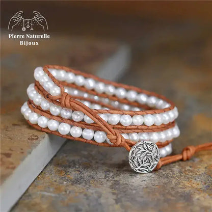Bracelet wrap en Perle d'eau douce | Bracelets | pierre naturelle bijoux
