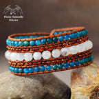 Bracelet wrap en Pierre de lune et Apatite | Bracelets | pierre naturelle bijoux