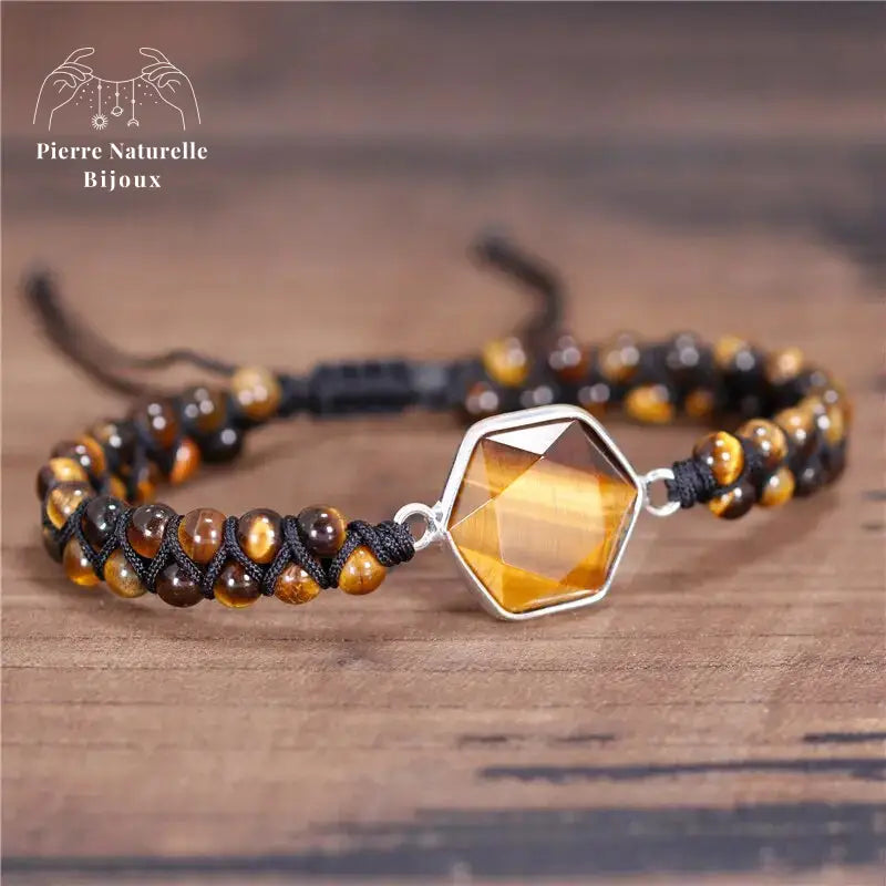 Bracelet wrap en pierre il de tigre | Bracelets | pierre naturelle bijoux