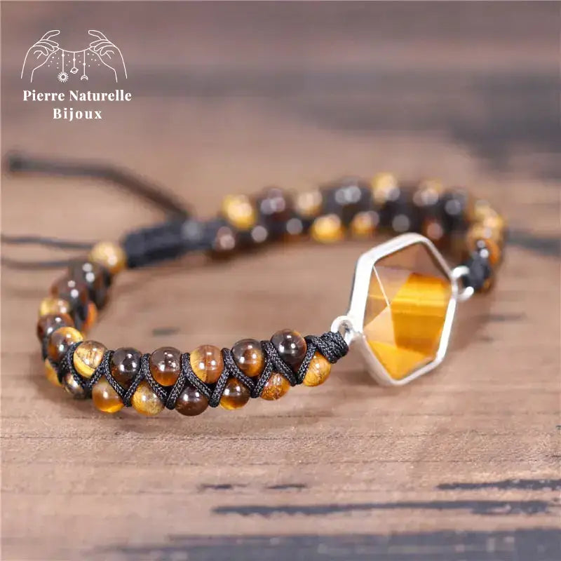 Bracelet wrap en pierre il de tigre | Bracelets | pierre naturelle bijoux
