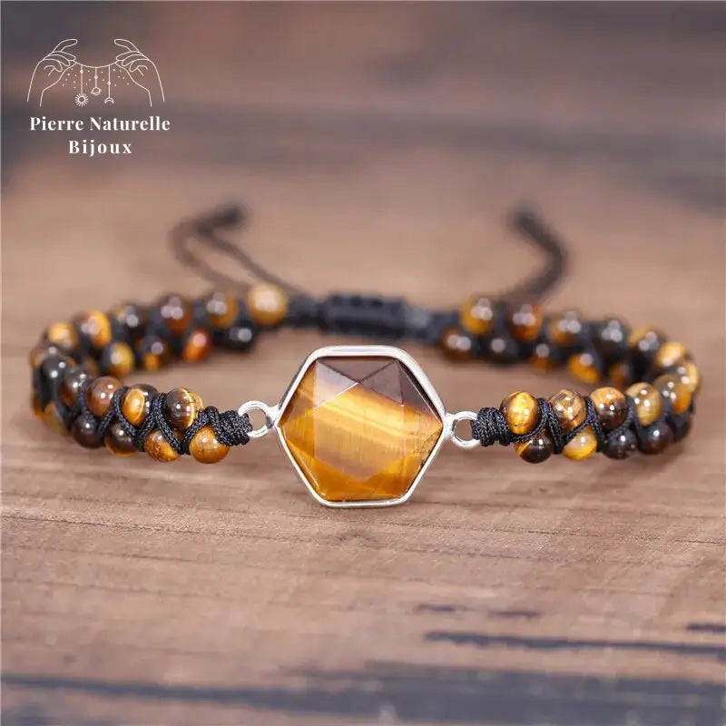 Bracelet wrap en pierre il de tigre | Bracelets | pierre naturelle bijoux