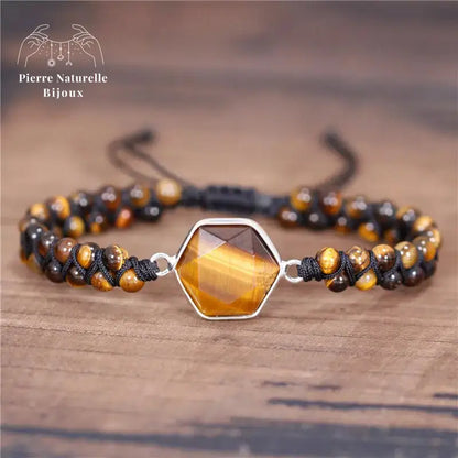 Bracelet wrap en pierre il de tigre | Bracelets | pierre naturelle bijoux