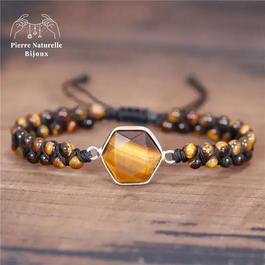 Bracelet wrap en pierre il de tigre | Bracelets | pierre naturelle bijoux