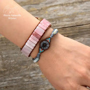 Bracelet wrap "Eros" en Quartz rose | Bracelets | pierre naturelle bijoux