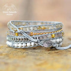 Bracelet wrap "Célébrité" en Quartz rose, Labradorite et Howlite | Bracelets | pierre naturelle bijoux