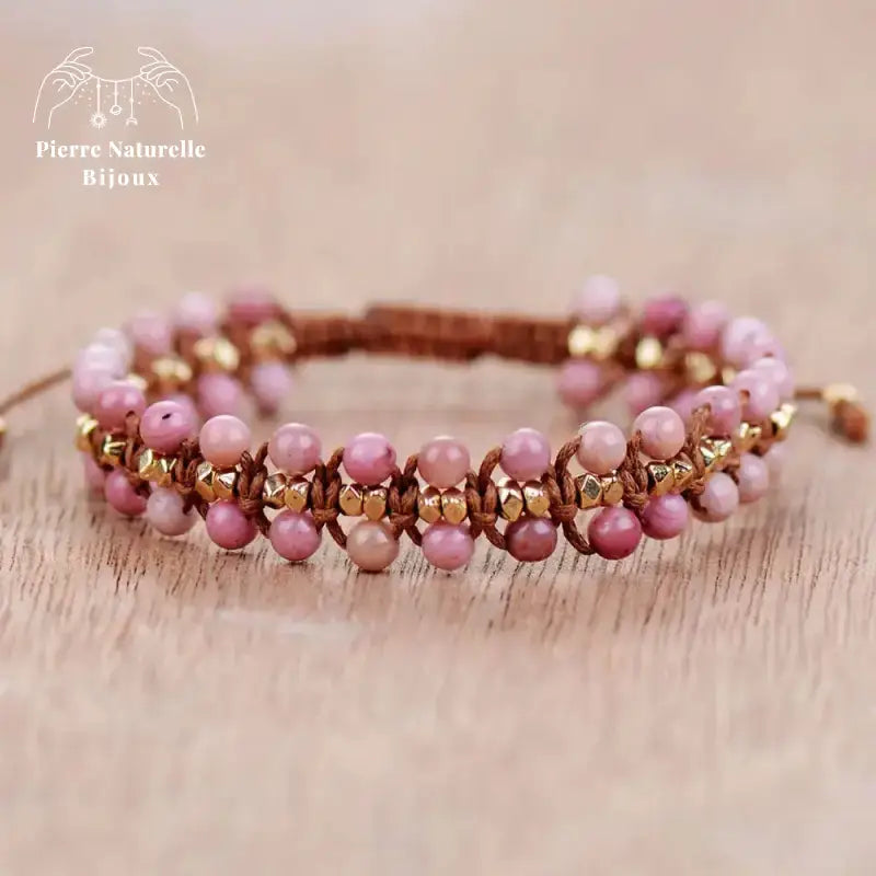 Bracelet wrap "Rétablissement" en Rhodochrosite | Bracelets | pierre naturelle bijoux