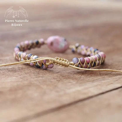 Bracelet wrap "Commencement" en Rhodonite | Bracelets | pierre naturelle bijoux