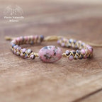 Bracelet wrap "Commencement" en Rhodonite | Bracelets | pierre naturelle bijoux