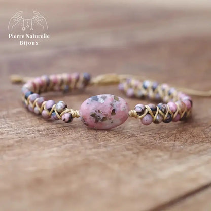 Bracelet wrap "Commencement" en Rhodonite | Bracelets | pierre naturelle bijoux