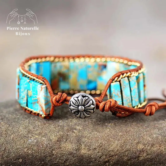 Bracelet wrap en Turquoise | Bracelets | pierre naturelle bijoux