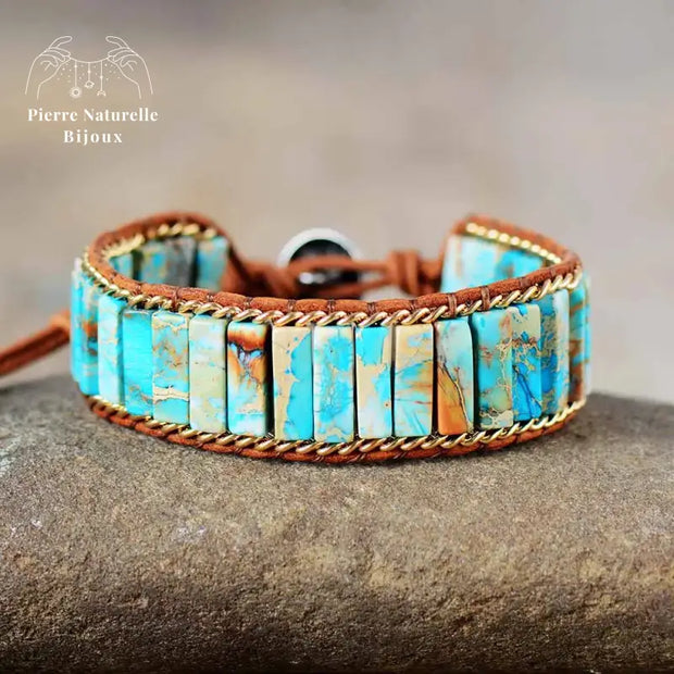 Bracelet wrap en Turquoise | Bracelets | pierre naturelle bijoux