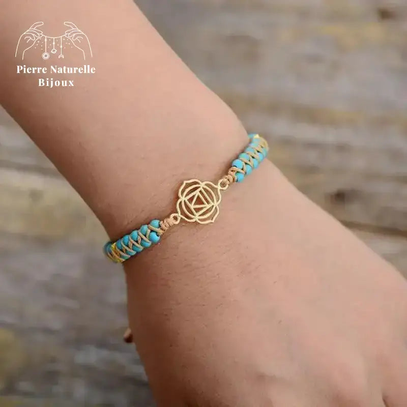 Bracelet wrap "Chakra racine" en Turquoise | Bracelets | pierre naturelle bijoux