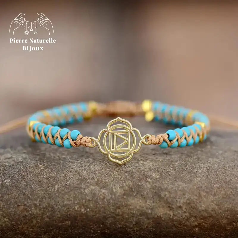 Bracelet wrap "Chakra racine" en Turquoise | Bracelets | pierre naturelle bijoux