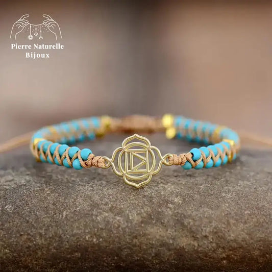 Bracelet wrap "Chakra racine" en Turquoise | Bracelets | pierre naturelle bijoux