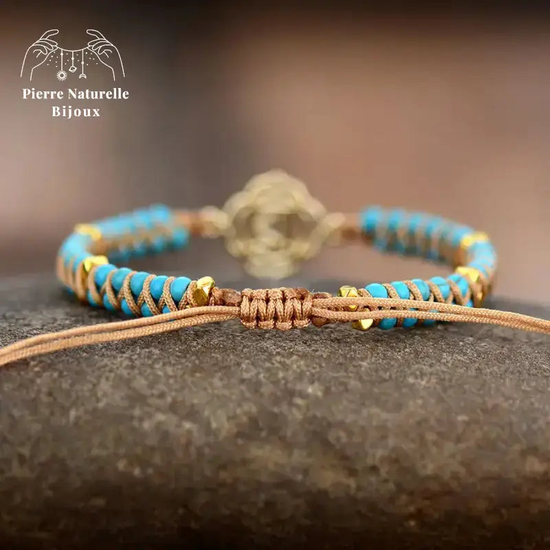 Bracelet wrap "Chakra racine" en Turquoise | Bracelets | pierre naturelle bijoux