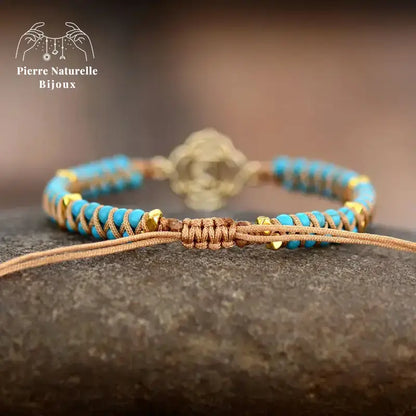Bracelet wrap "Chakra racine" en Turquoise | Bracelets | pierre naturelle bijoux