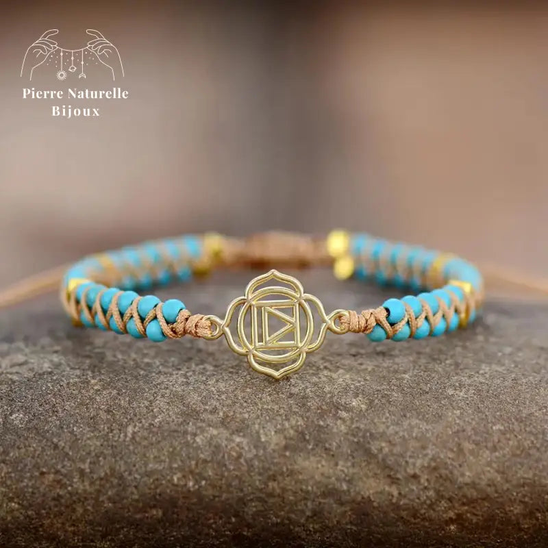 Bracelet wrap "Chakra racine" en Turquoise | Bracelets | pierre naturelle bijoux
