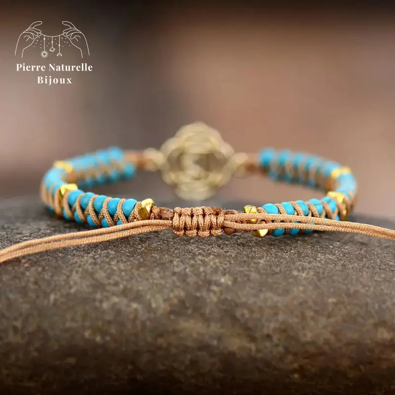 Bracelet wrap "Chakra racine" en Turquoise | Bracelets | pierre naturelle bijoux