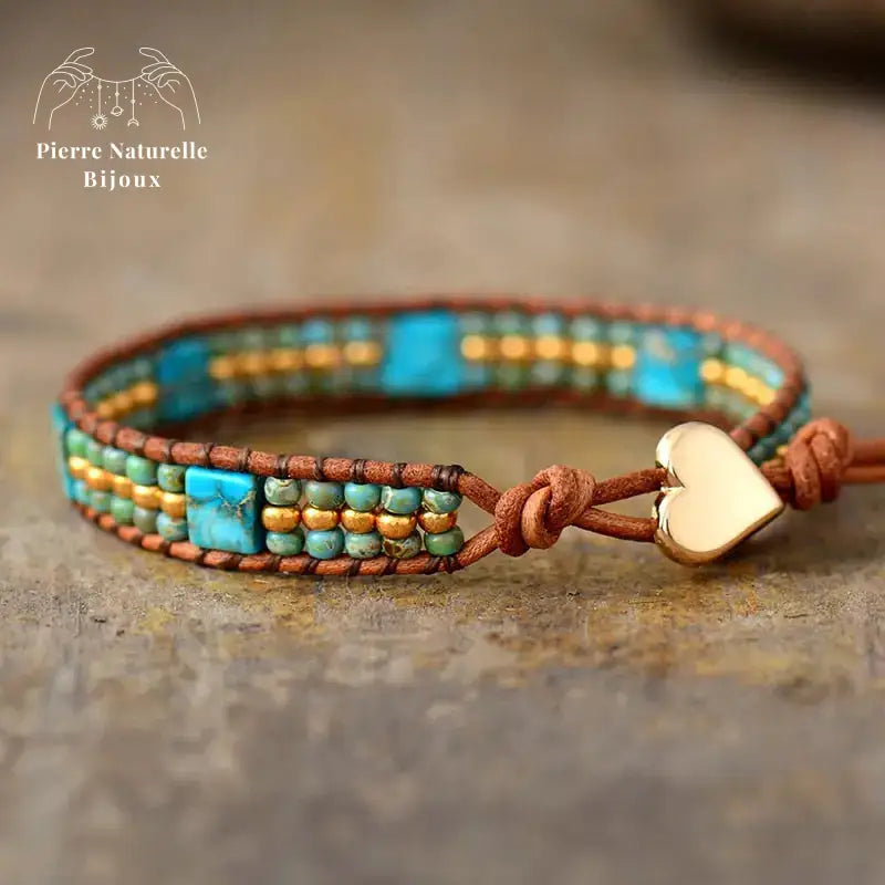 Bracelet wrap "Communication" en Turquoise | Bracelets | pierre naturelle bijoux
