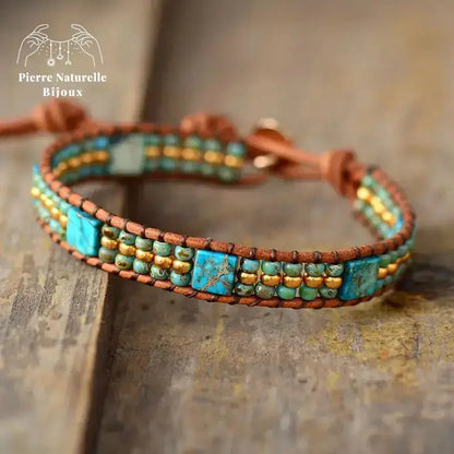 Bracelet wrap "Communication" en Turquoise | Bracelets | pierre naturelle bijoux