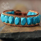 Bracelet wrap "Dignité" en Turquoise | Bracelets | pierre naturelle bijoux
