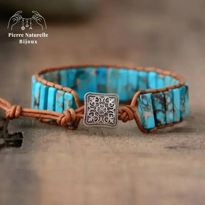 Bracelet wrap "Discernement" en Turquoise | Bracelets | pierre naturelle bijoux