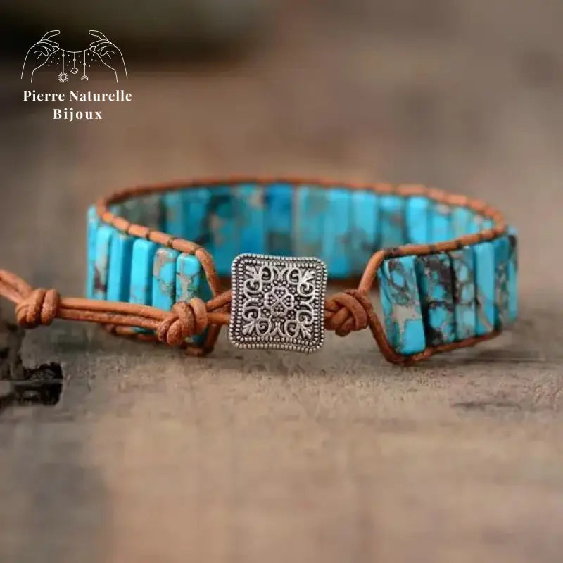 Bracelet wrap "Discernement" en Turquoise | Bracelets | pierre naturelle bijoux