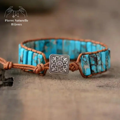 Bracelet wrap "Discernement" en Turquoise | Bracelets | pierre naturelle bijoux