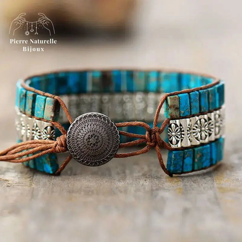 Bracelet wrap "Divin" en Turquoise | Bracelets | pierre naturelle bijoux
