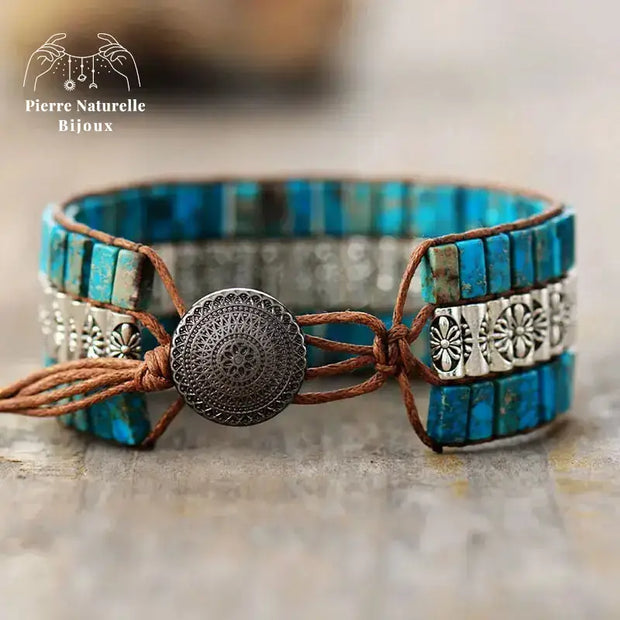 Bracelet wrap "Divin" en Turquoise | Bracelets | pierre naturelle bijoux