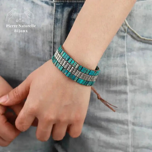 Bracelet wrap "Divin" en Turquoise | Bracelets | pierre naturelle bijoux