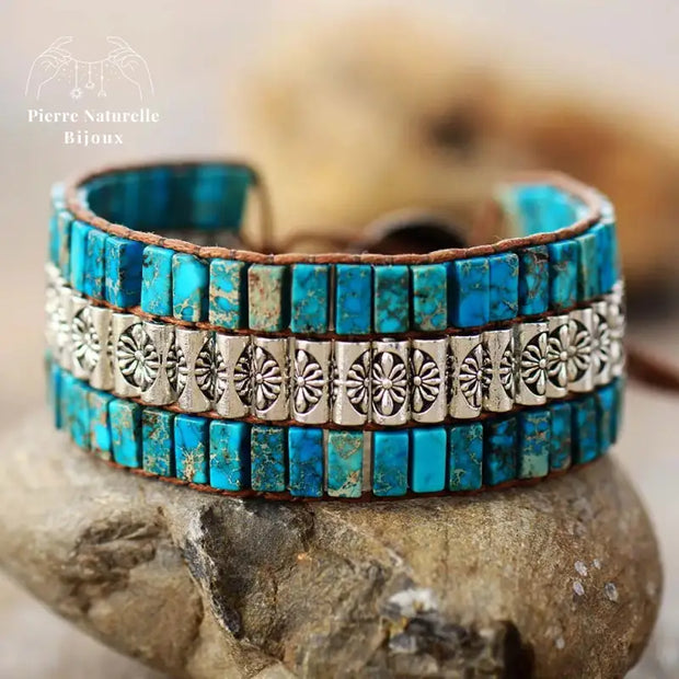 Bracelet wrap "Divin" en Turquoise | Bracelets | pierre naturelle bijoux