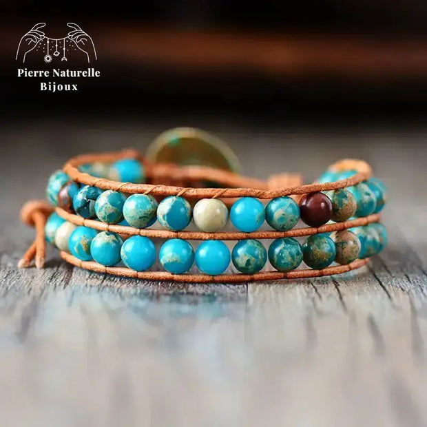 Bracelet wrap "Elan" en Turquoise | Bracelets | pierre naturelle bijoux