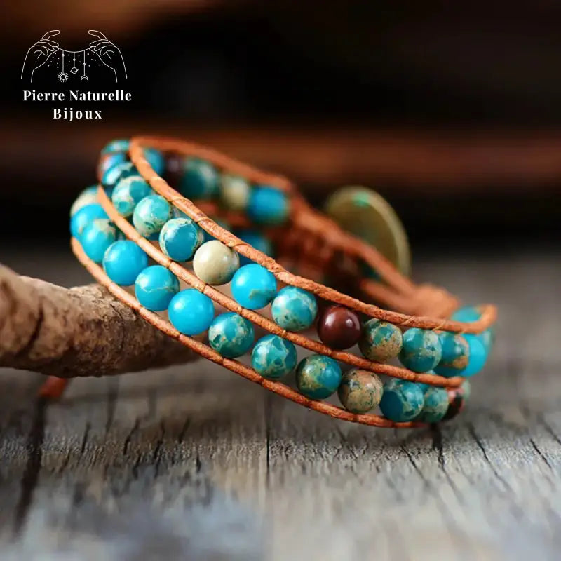 Bracelet wrap "Elan" en Turquoise | Bracelets | pierre naturelle bijoux