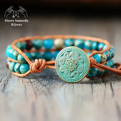 Bracelet wrap "Elan" en Turquoise | Bracelets | pierre naturelle bijoux
